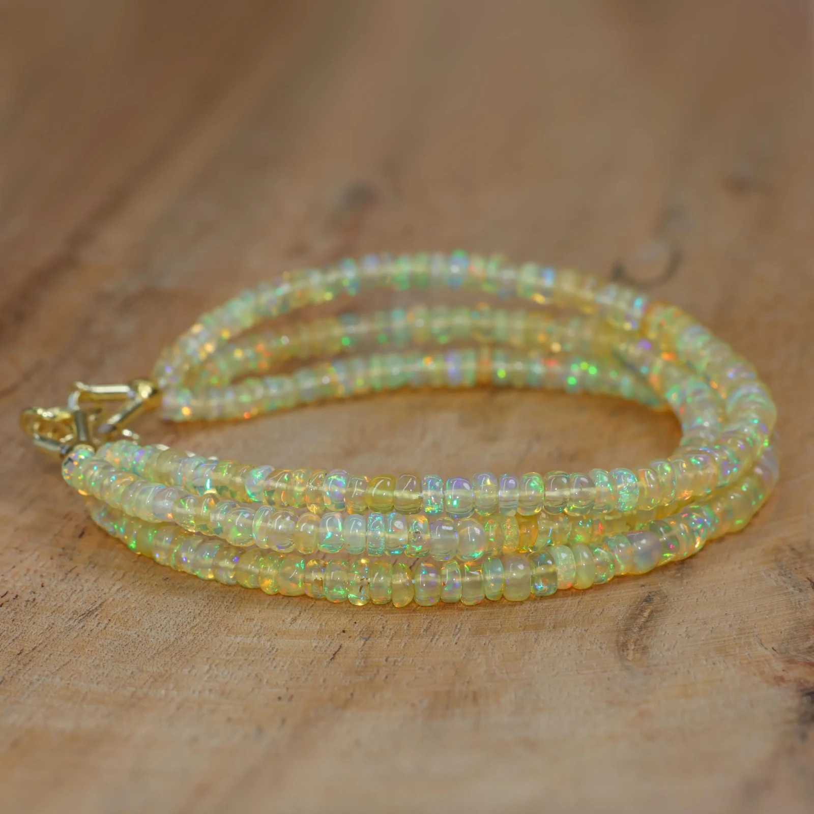 Genuine Yellow Opal Dainty Bracelet, Natural Fire Opal Three Beads Bracelet