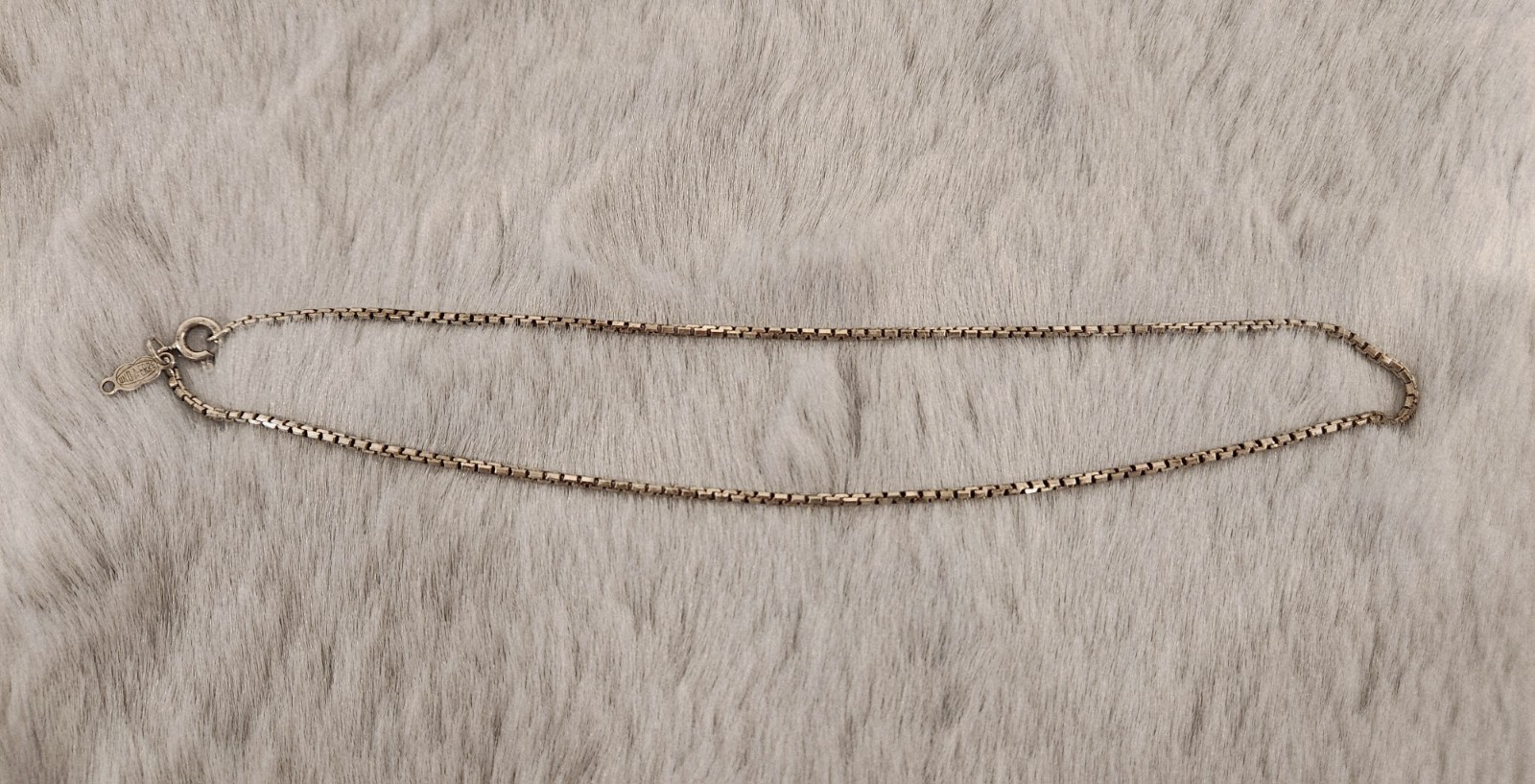 Vintage UNOAERRE 835 Silver Box Chain Necklace 40cm Italian Made
