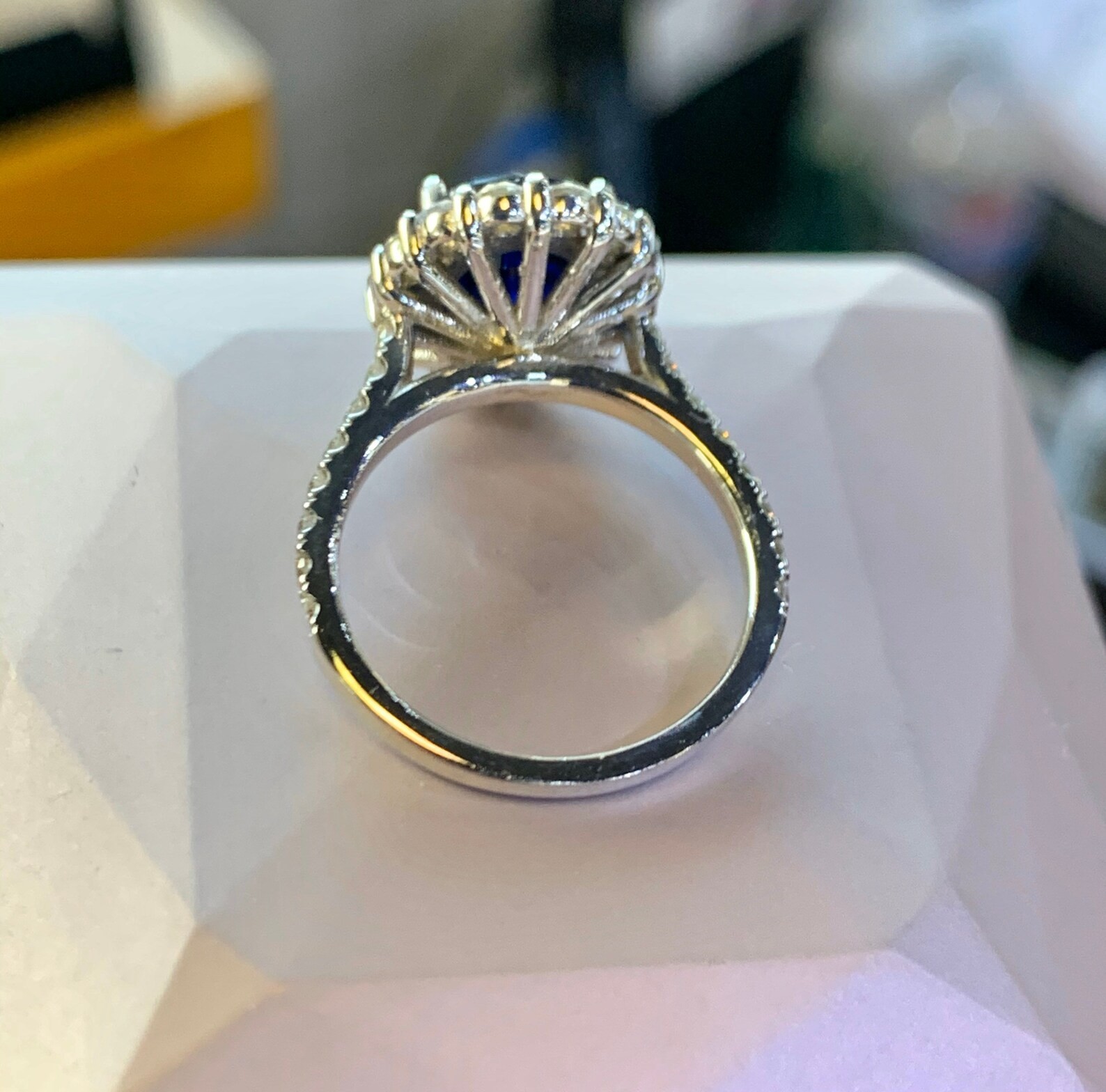 4.50 Ct Oval Cut Natural Sapphire Diamond Engagement Ring 14K White Gold Size 7