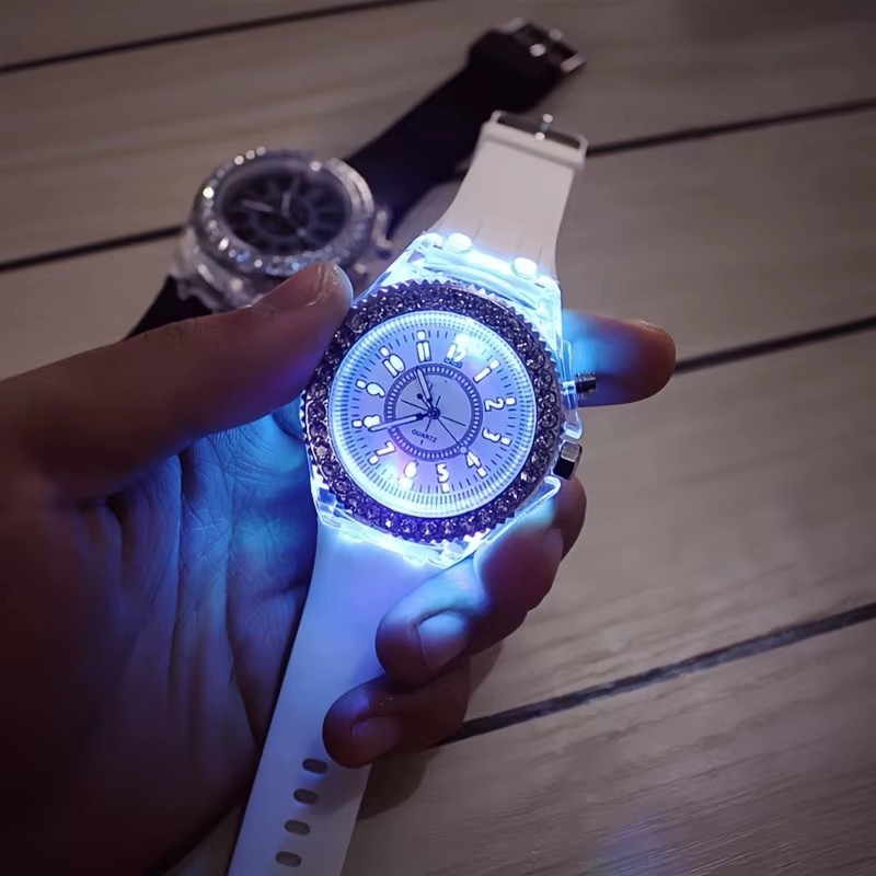 Light Flash Luminous Watches Women Men Boys Girls Silicone Wrist Watch