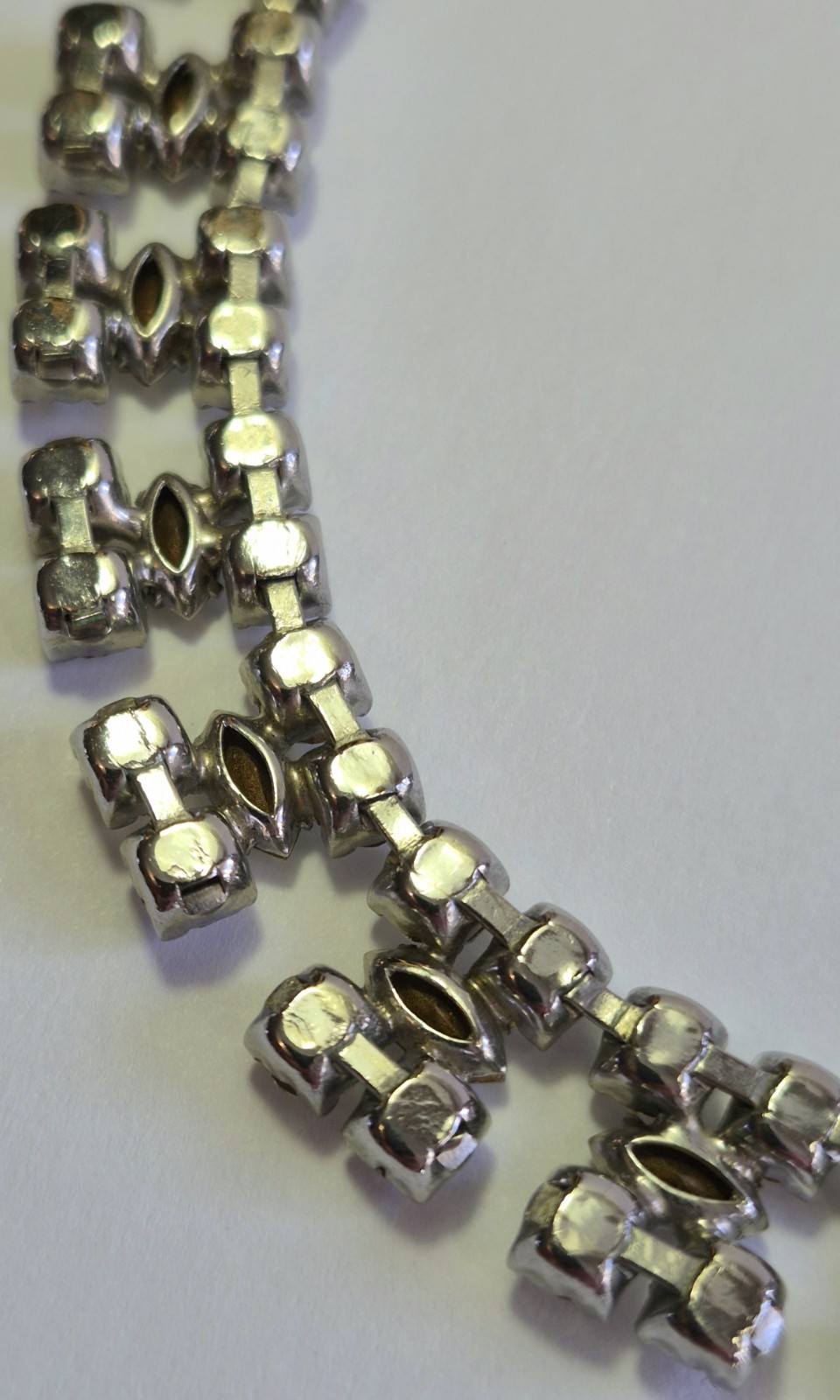 Vintage Rhinestone Choker Necklace Glass Prong Set Foiled Back Bridal Statement