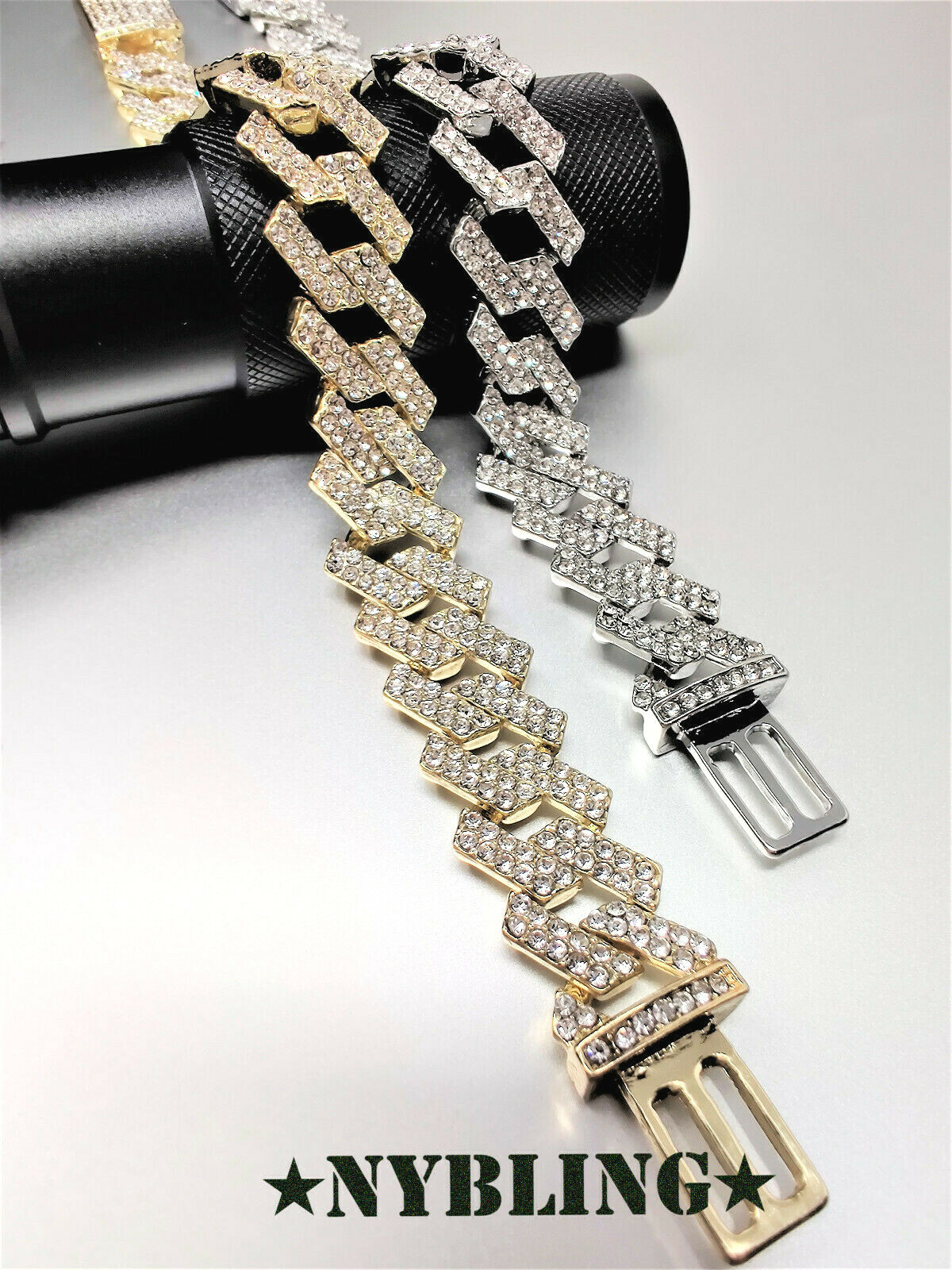Mens Hip Hop Miami Cuban Prong Link Necklace Bracelet Gold Plated Iced CZ Chain
