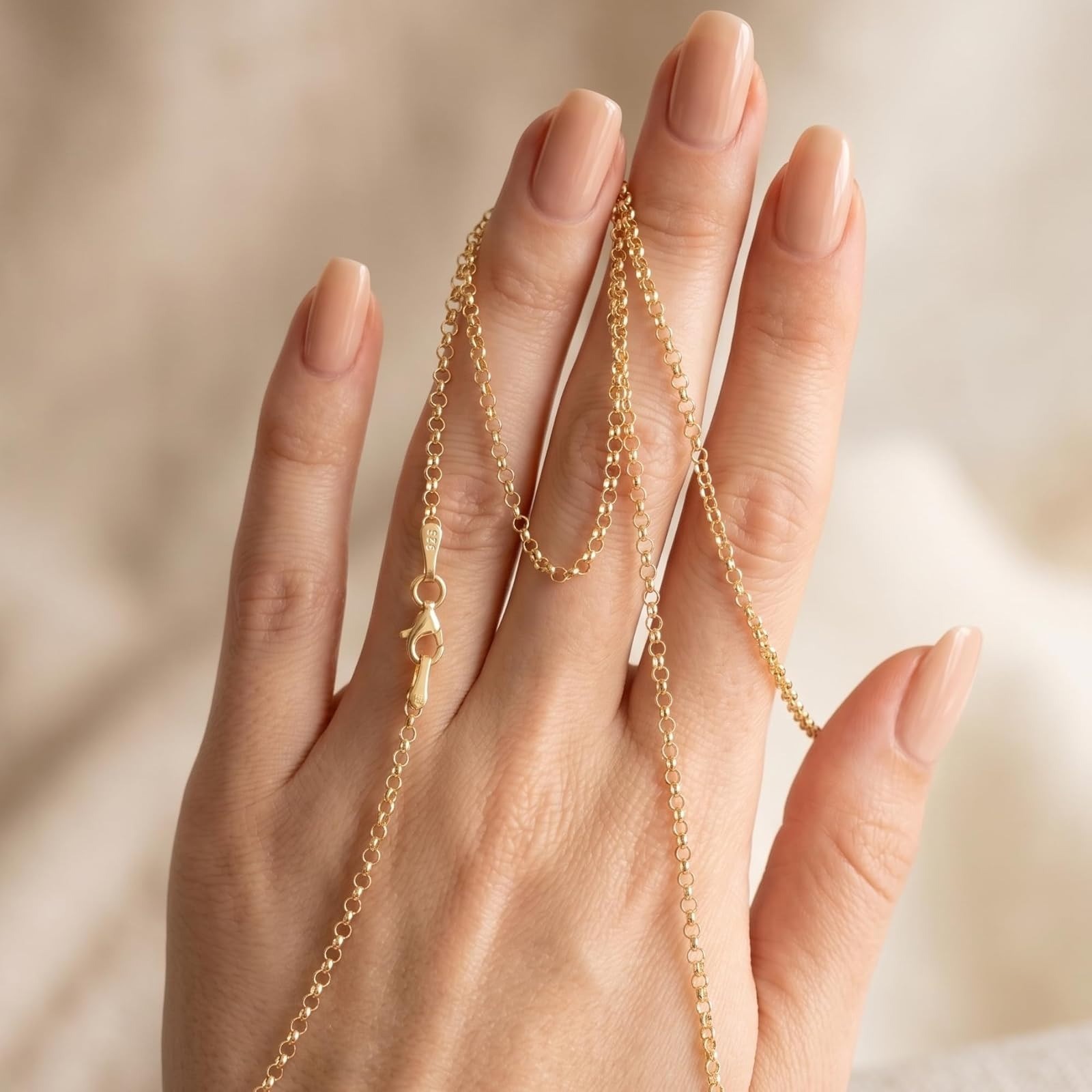 HEON 24K Gold Plated 925 Sterling Silver Rolo Chain Necklace