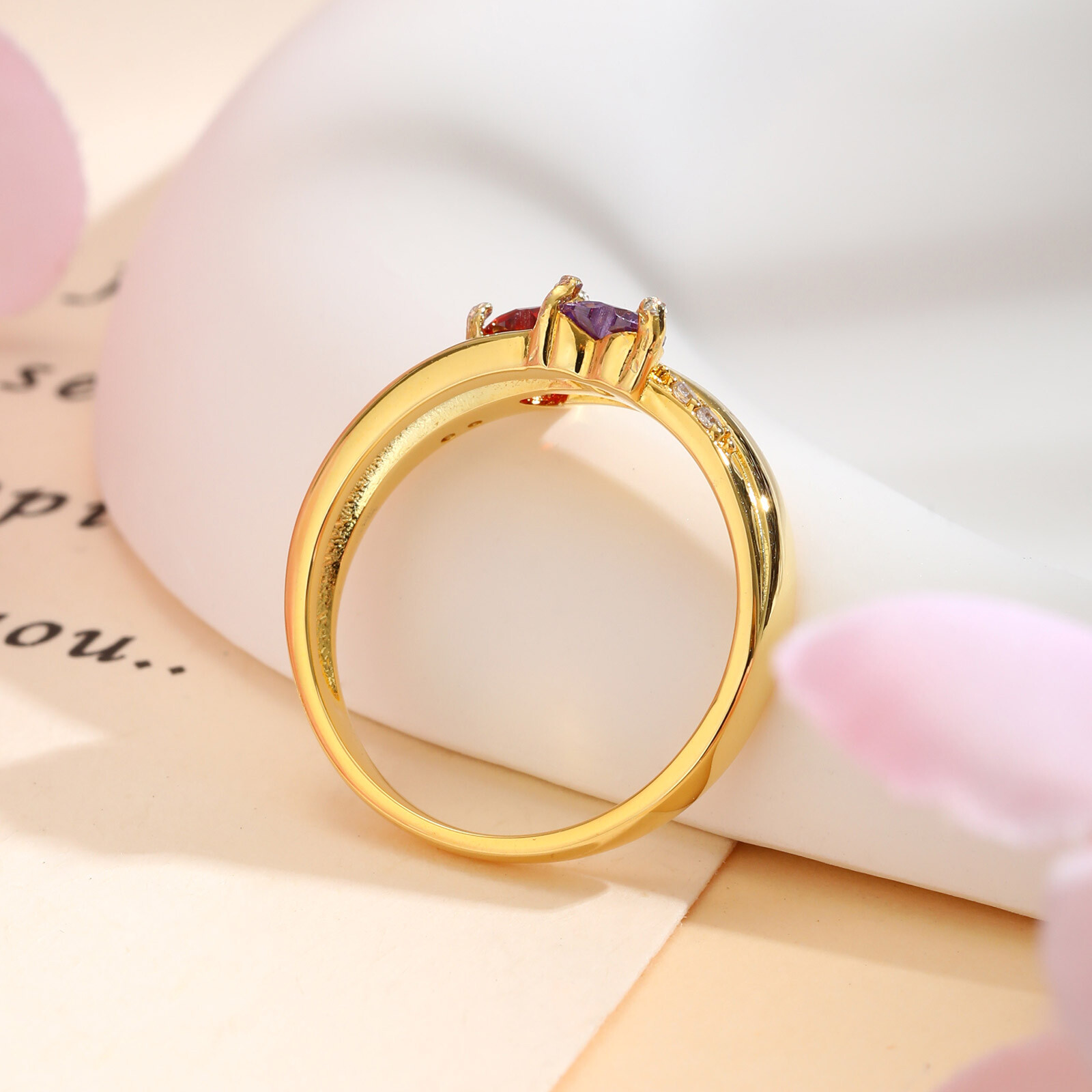 VNOX Custom Birthstone Ring Personalized Christmas Anniversary Gift for Women