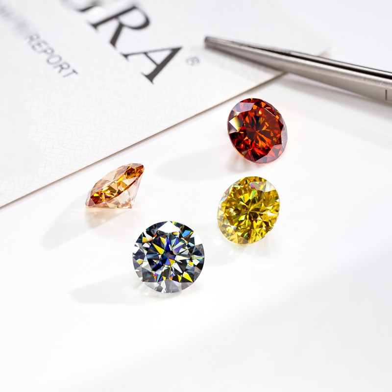 Full Size Moissanite Stone Multicolor 3-14mm Round Cut GRA VVS1 for Jewelry DIY