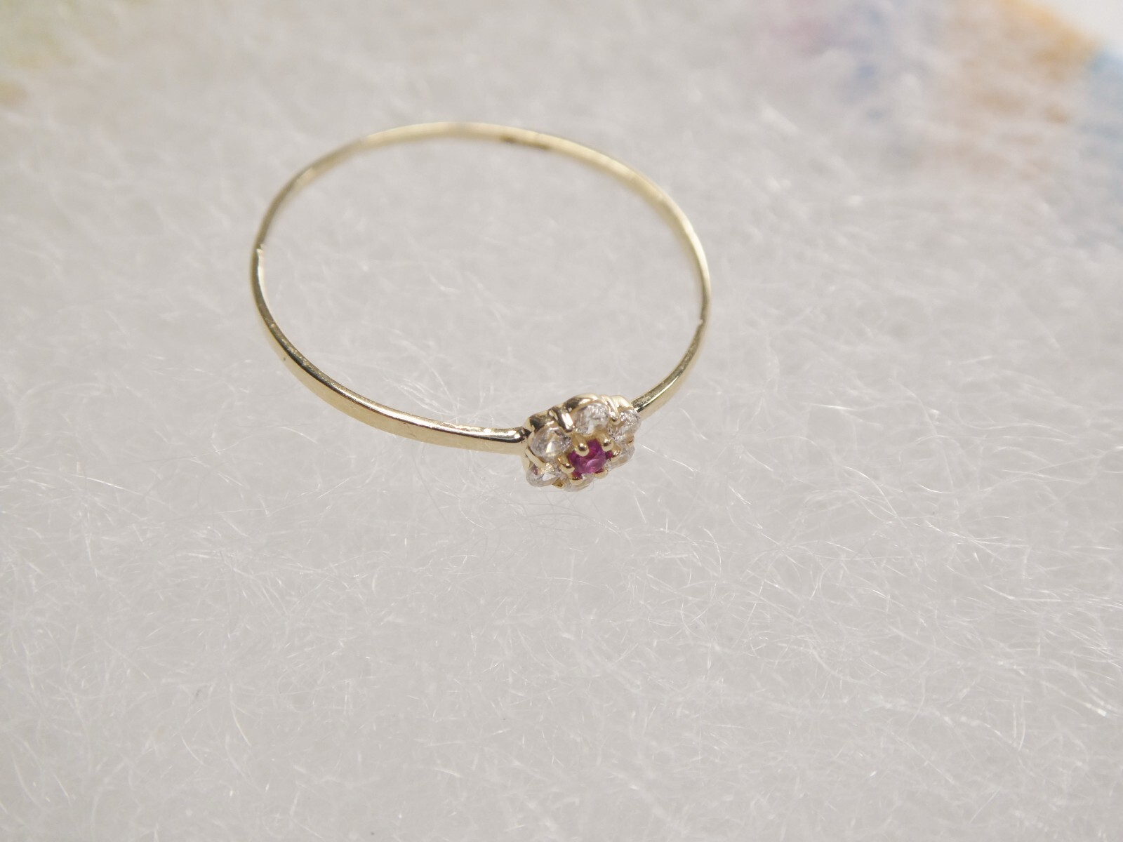 10K REAL SOLID YELLOW GOLD RED STONE CENTER PINKY RING