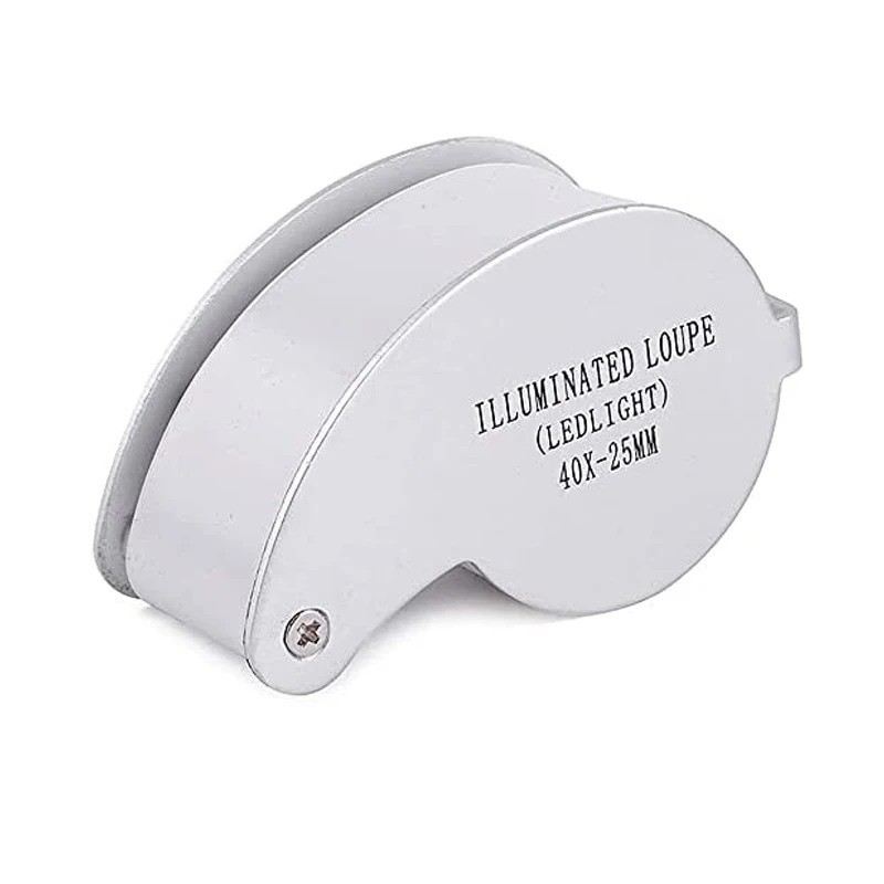40X Magnifying Glass Jewelers Loupe Pocket Folding Magnifier With Light