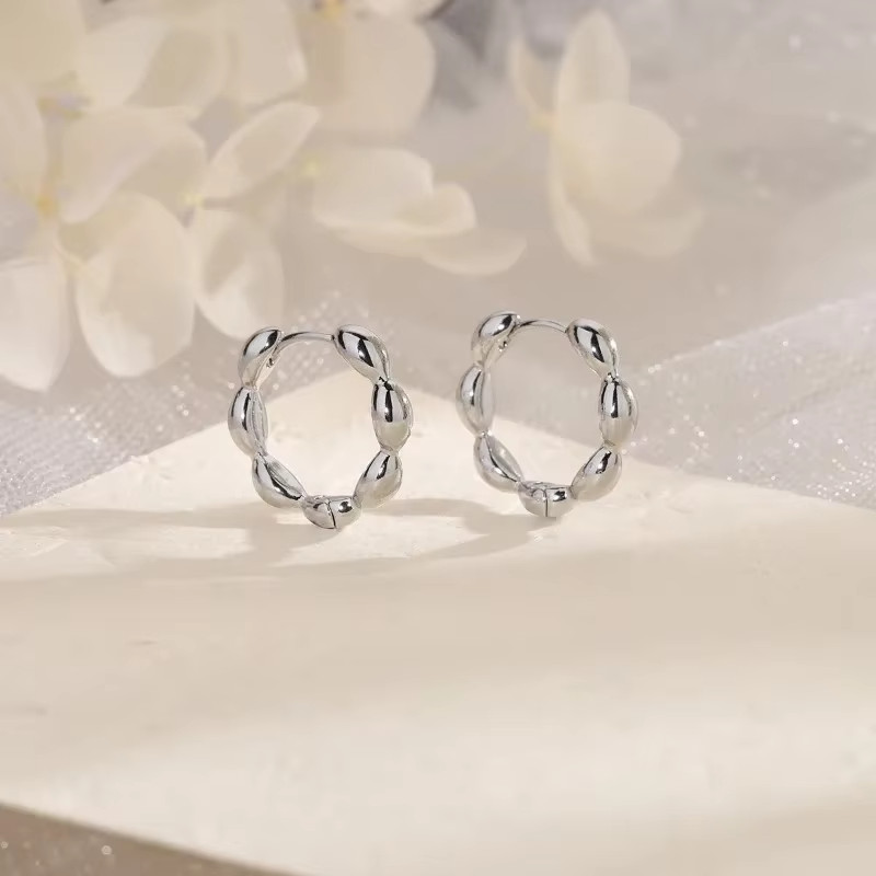 10mm Organic Textured Bubble Hoop Earrings Small Chunky Huggie Women Gift