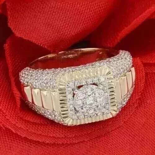 2Ct Round Cut Lab Created Diamond Men’s Engagement Ring 14K Yellow Gold Plated