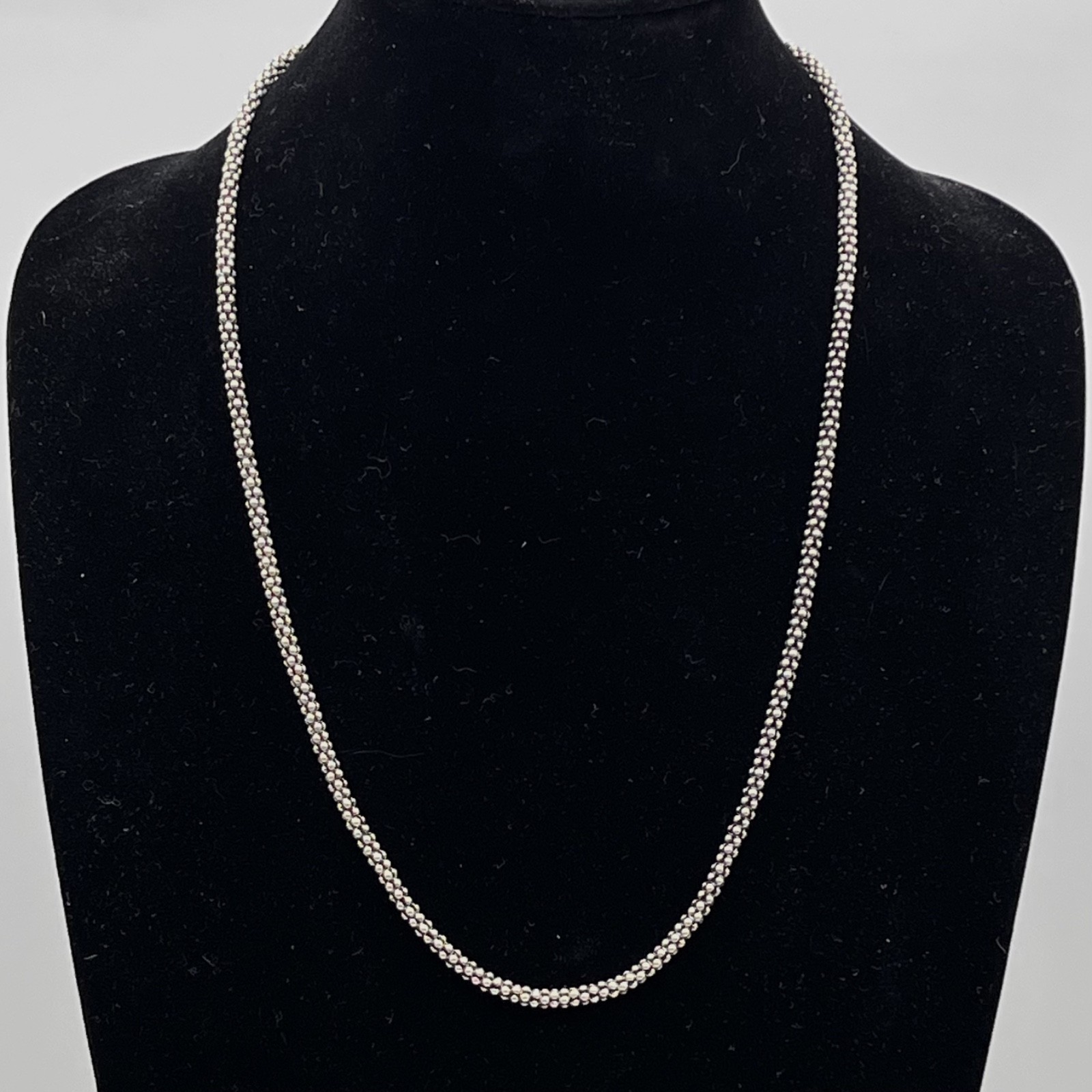 Vintage Joielle Popcorn Necklace Sterling Silver Chain 15 Grams 25″