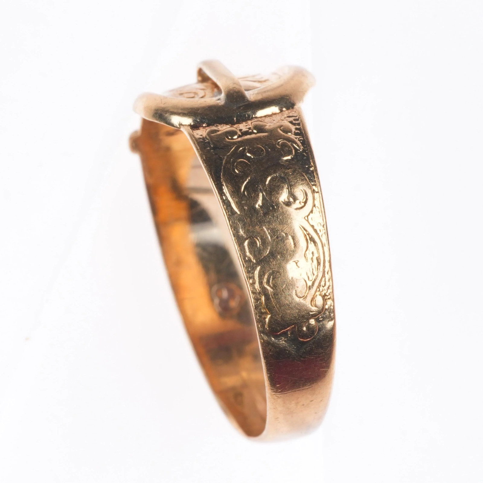 sz11 Antique 9k gold 9 carat buckle style band men’s ring