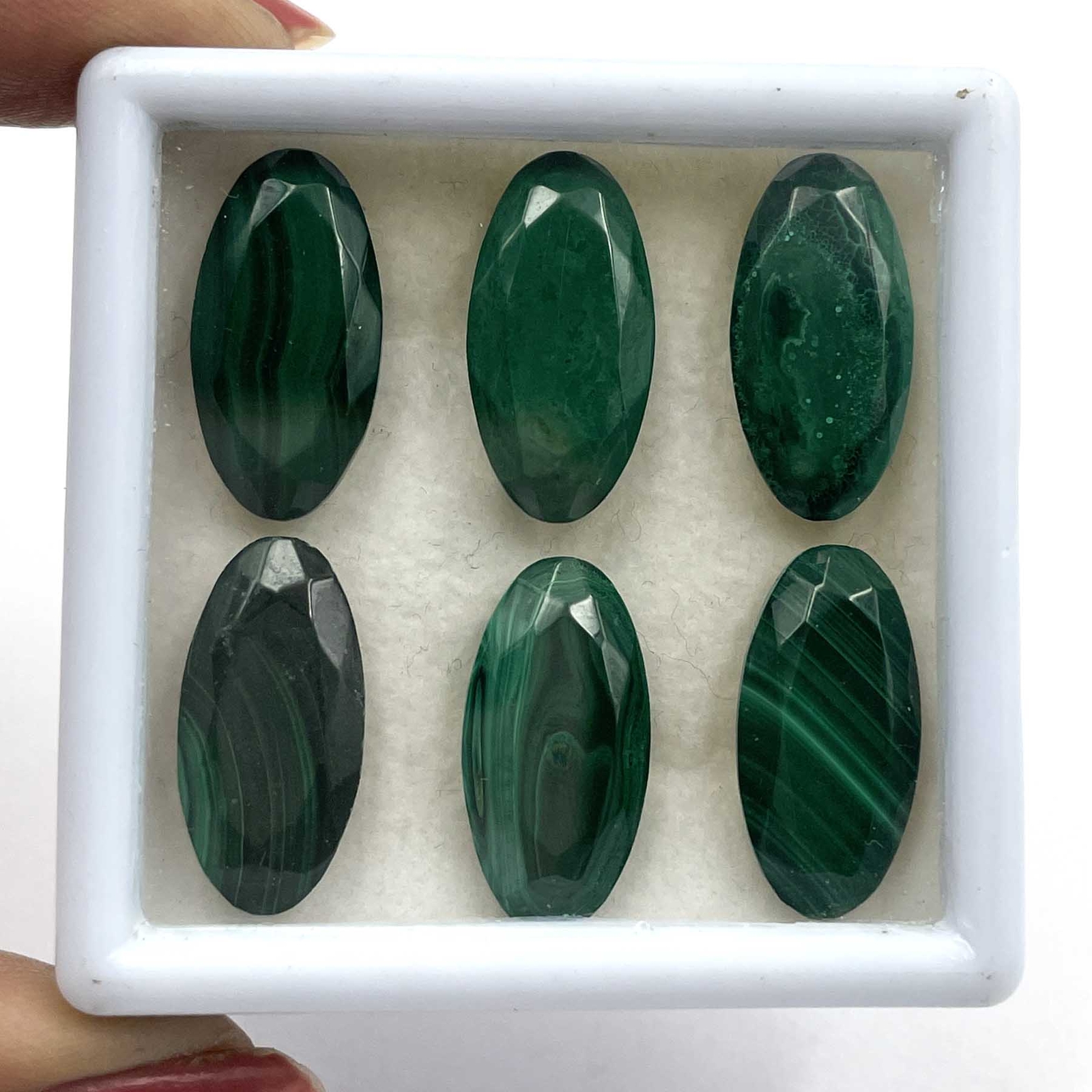 Natural Malachite Oval Checker Cut Loose Gemstone Lot 11 Pcs 10*20 MM 119 CT