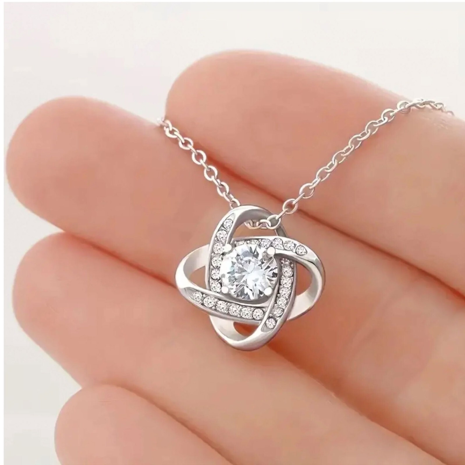 Love Knot Moissanite Elegant Design Fashion Pendant 925 Sterling Silver Necklace