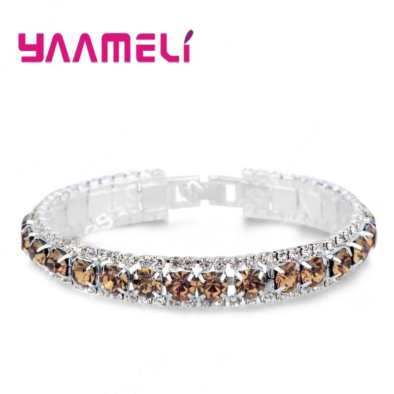 Top Sale 925 Sterling Silver Color Bracelet Full AAA Zircon Austrian Crystal