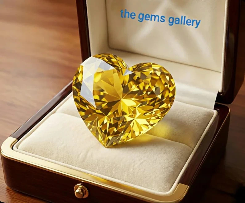 5 CT Yellow Heart Cut VVS1 Lab Grown Moissanite Diamond Gemstone 10 MM