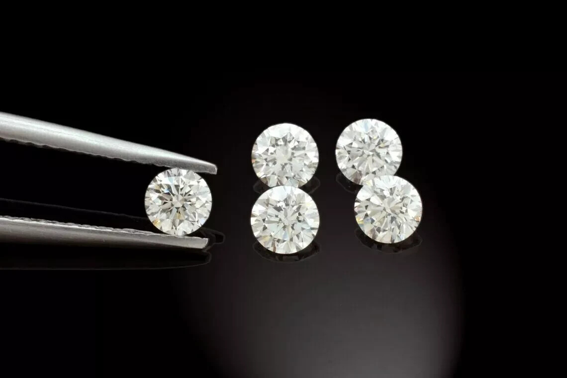2 Ct Natural White Diamond Round Cut 5 mm 5 Pcs VVS1 D Grade GDGL Certified D62
