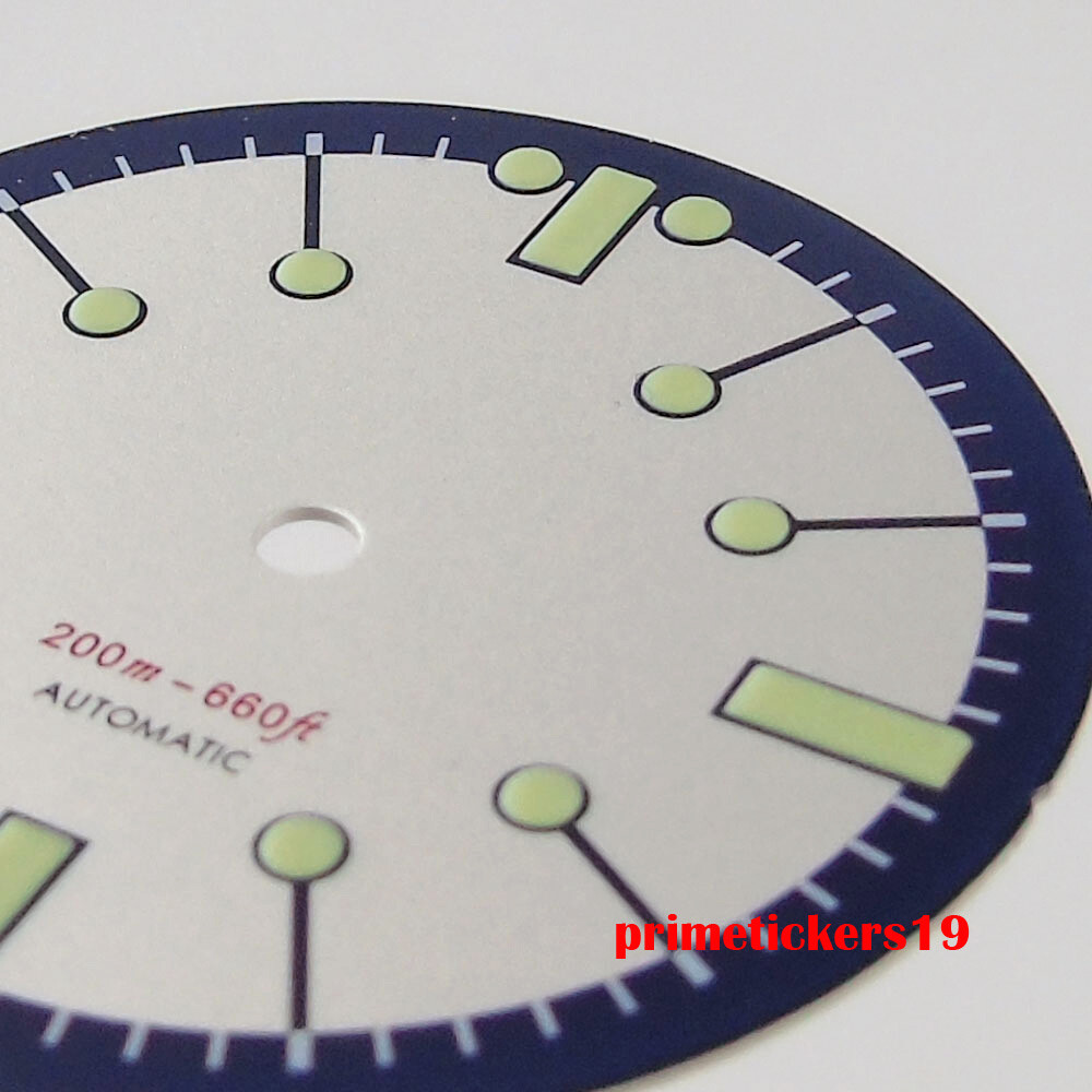 31mm Black White Watch Dial Face Hands Set Green Luminous Fit NH35 NH36 Movement