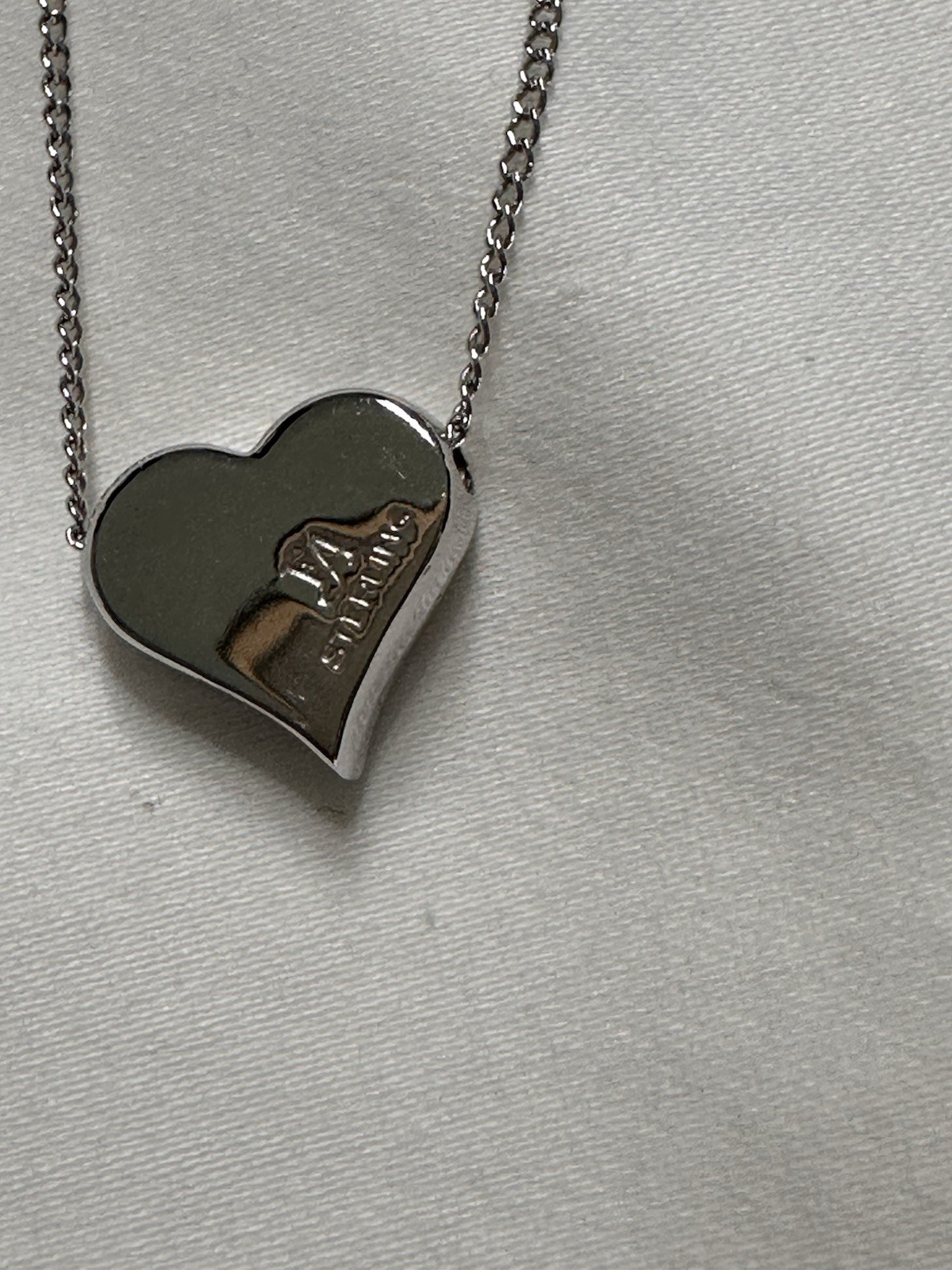 Silver Heart Charm Pendant Cable Chain Necklace 18 in Spring Ring Love