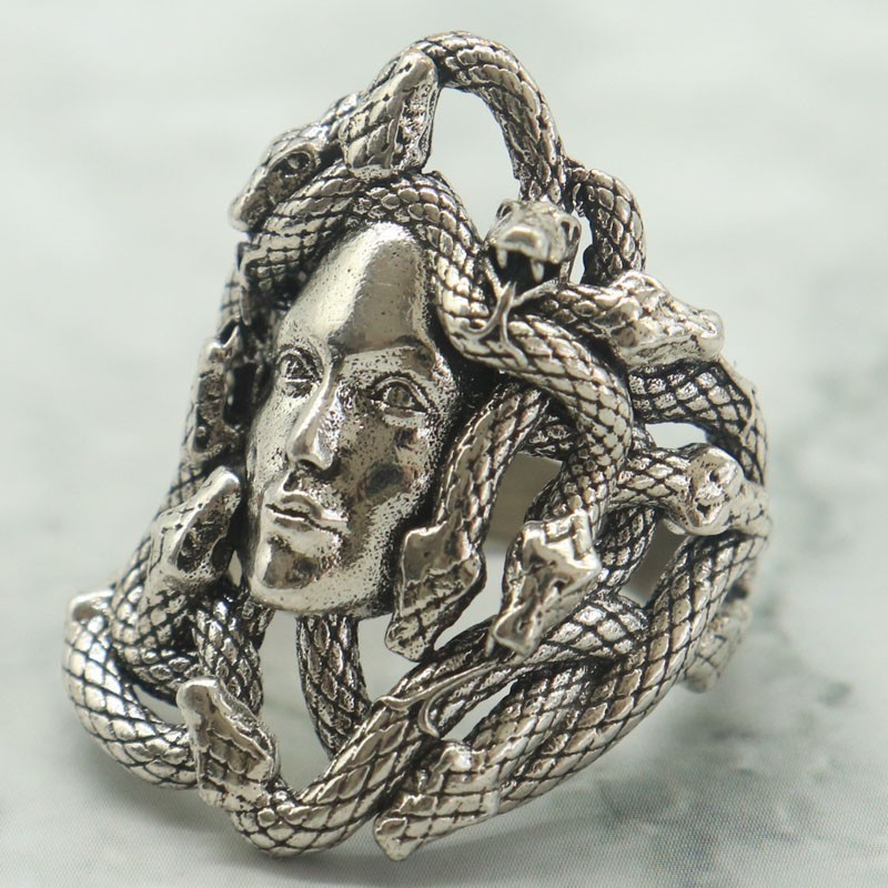 Buy 3 Get 1 Free Medusa Gorgon Head Women Silver Rings Many Size