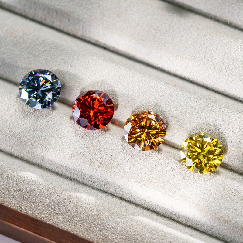 Full Size Moissanite Stone Multicolor 3-14mm Round Cut GRA VVS1 for Jewelry DIY