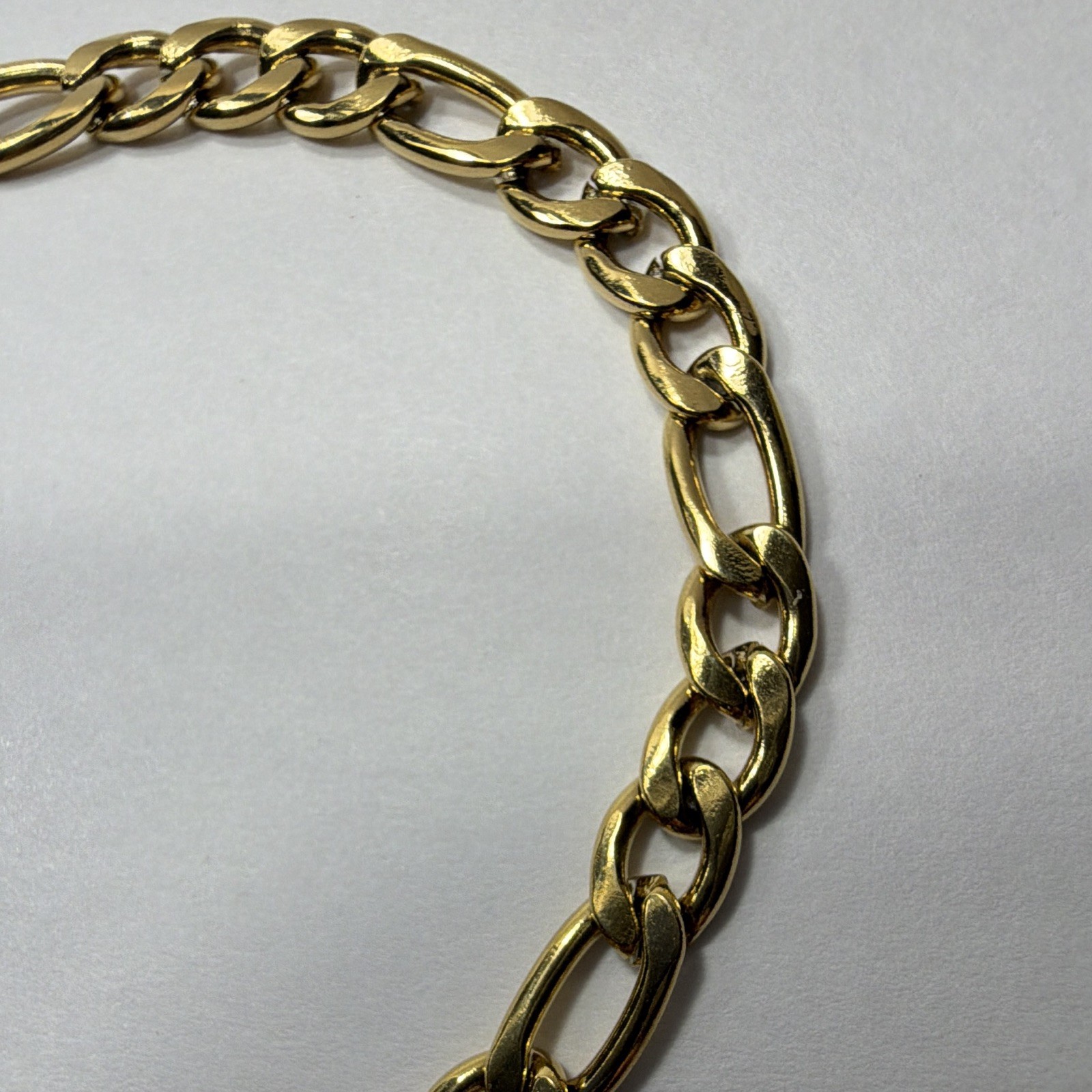7″ Gold Tone Stainless Steel Figaro Chain Bracelet 5mm Men Women Unisex Clasp