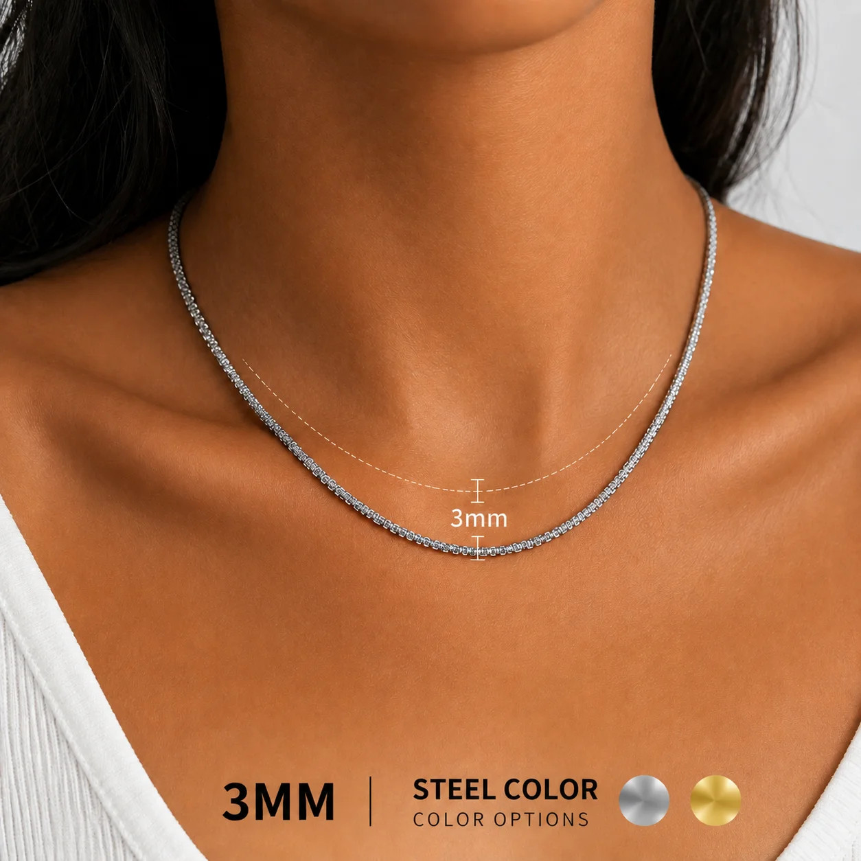 316L Stainless Steel Popcorn Chain 58cm, Non-Tarnish Beaded Wheat Necklace, Wate