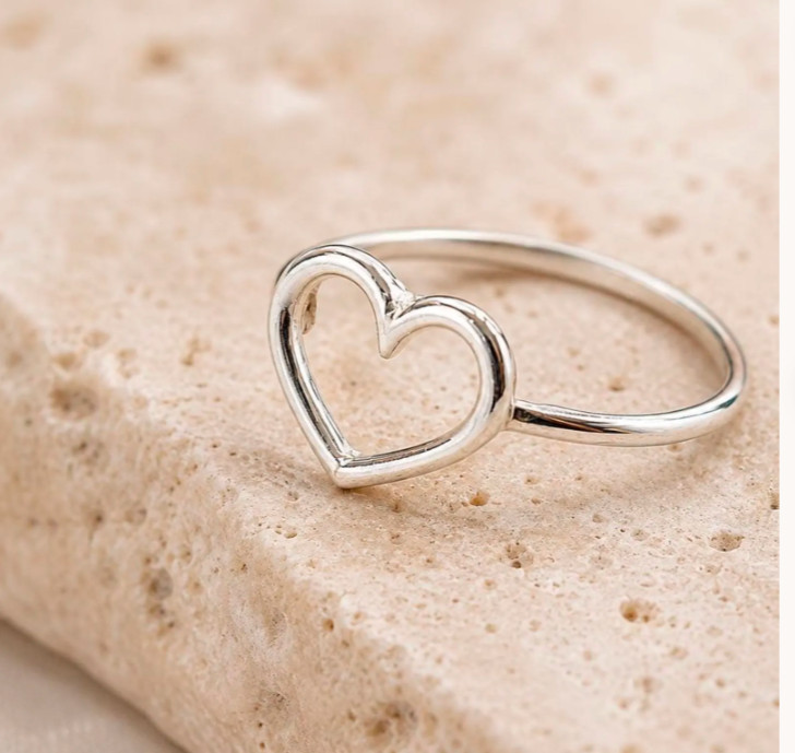 Band Heart Handmade Silver Ring, 925 Sterling Silver, Dainty Silver Ring,