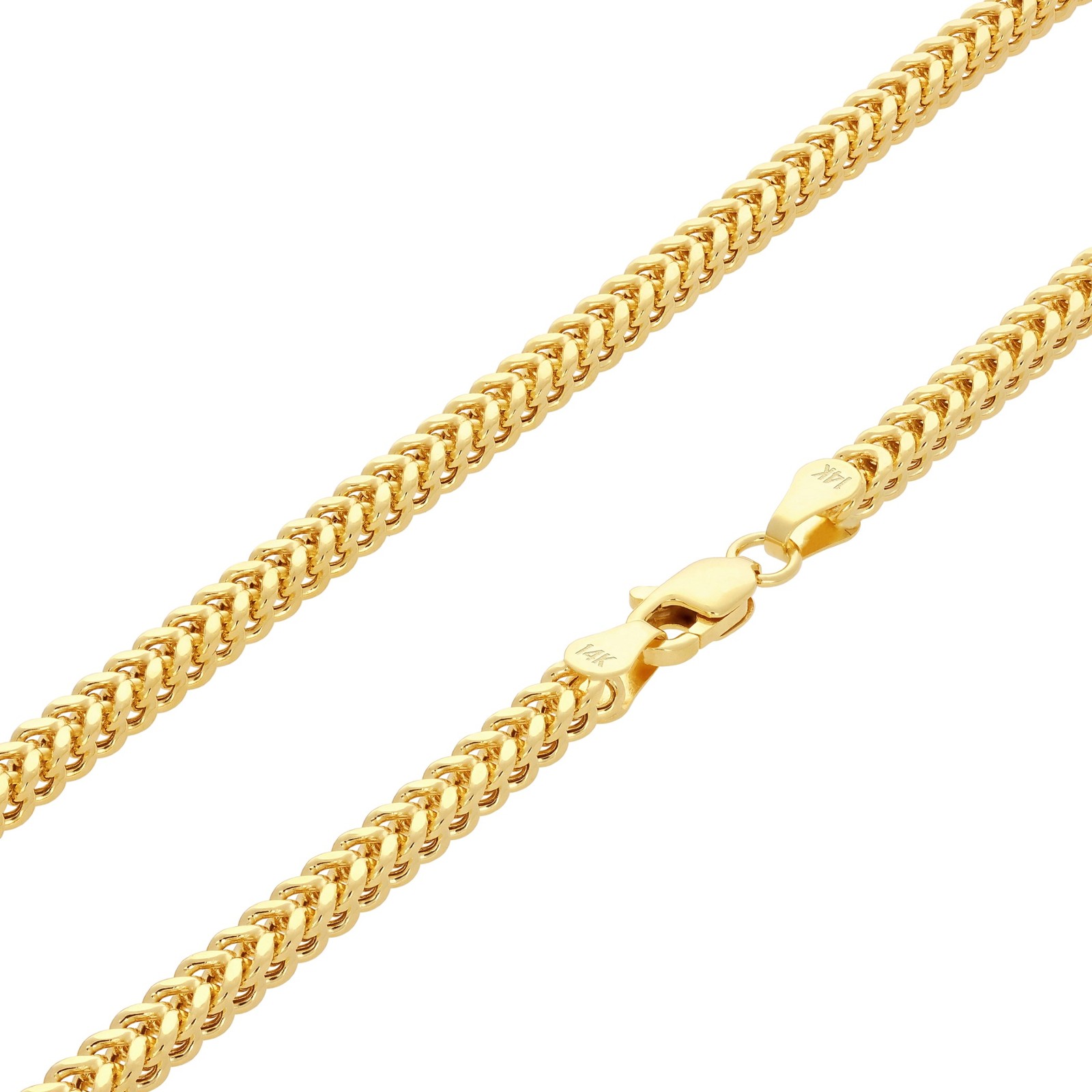 14K Yellow Gold Mens 2.5mm Franco Square Box Foxtail Wheat Necklace Chain 24″