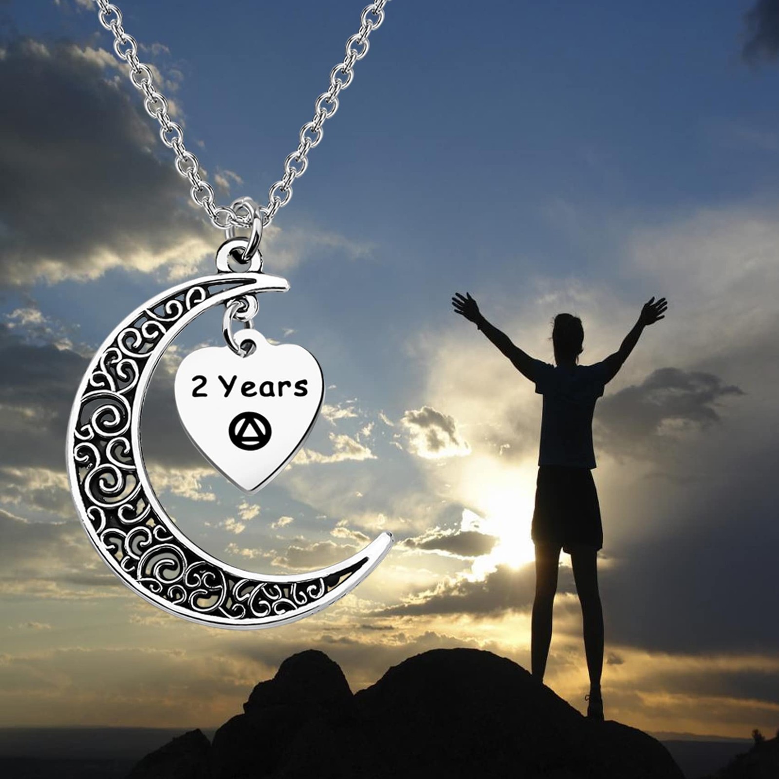 AA Sobriety Anniversary Necklace 6 Month 1 Year 2 Year 3 Year Alcohol Addic – 01