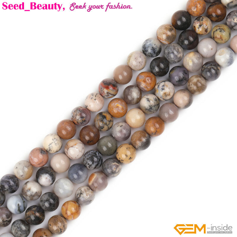 Natural American Amethyst Sage Jasper Stone Beads For Jewelry Making 15” Round