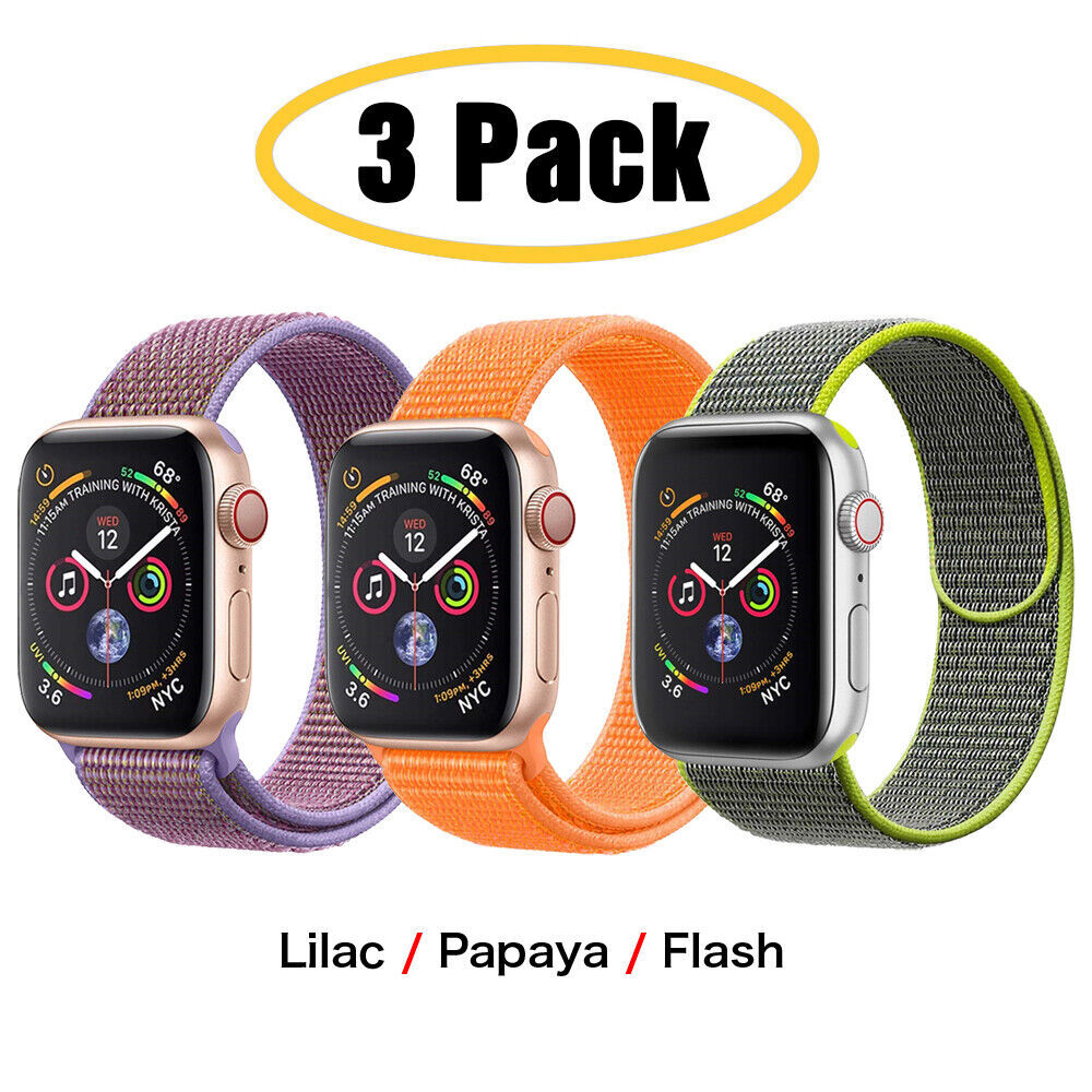 3 PACK Nylon Sport Band Strap For Apple Watch Series 10 9 8 7 6 5 4 SE 38/49mm