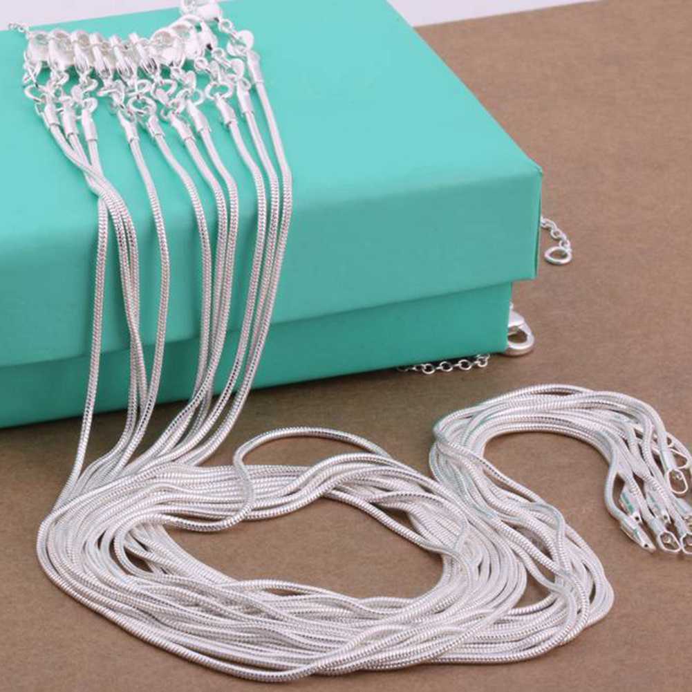 5/10Pcs Wholesale 925Sterling Solid Silver 2Mm 16-24 Inches Snake Chain Necklace