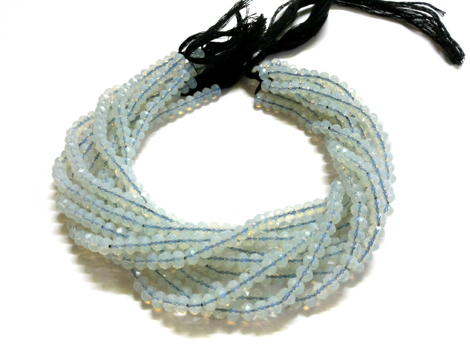 5 Strand Opal Quartz Rondelle Faceted 6mm, Opal Quartz Gemstone Beads 12″inch