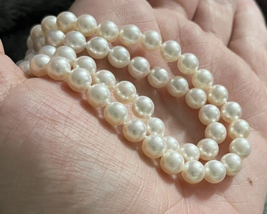TASAKI Akoya Pearl Double-Strand Necklace 14ct White Gold K14WG 6.4-7.1mm 40cm