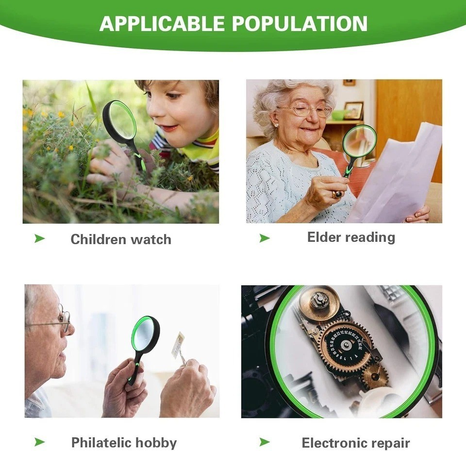 NEW Shatterproof Magnifying Glass 10X Large Handheld Magnifying Glass for Senior