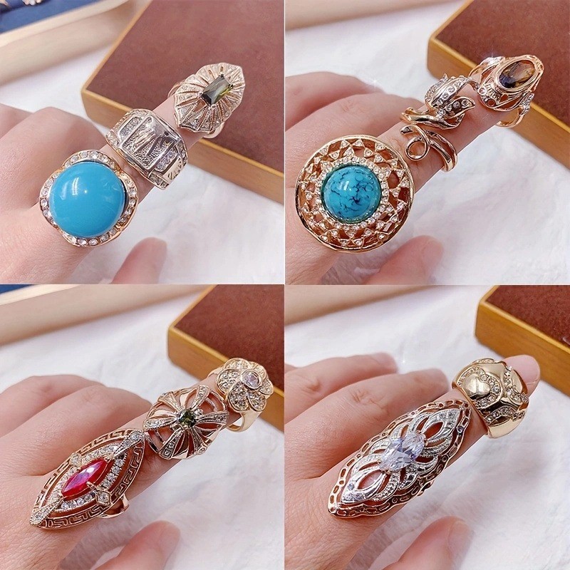 Wholesale 36pcs Rings Mixed Bulk Finger Rings Gemstones Crystal Jewelry Lot Boho