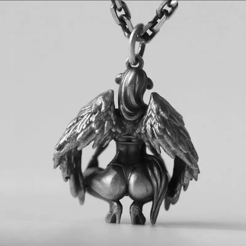 Devil Angel Jewelry Vintage Silver Color Sexy Woman Gothic Pendant Necklace