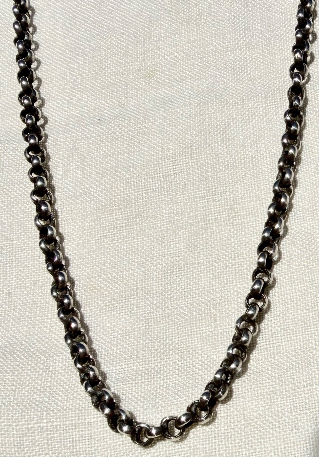 Antique Victorian Sterling Silver ROLO or BELCHER Necklace Chain ~ 29 1/2″