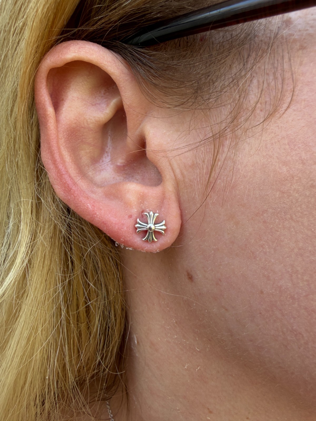 Real Solid 925 Silver Men Hearts Of Chrome Star Oxidized Earrings Plain Studs