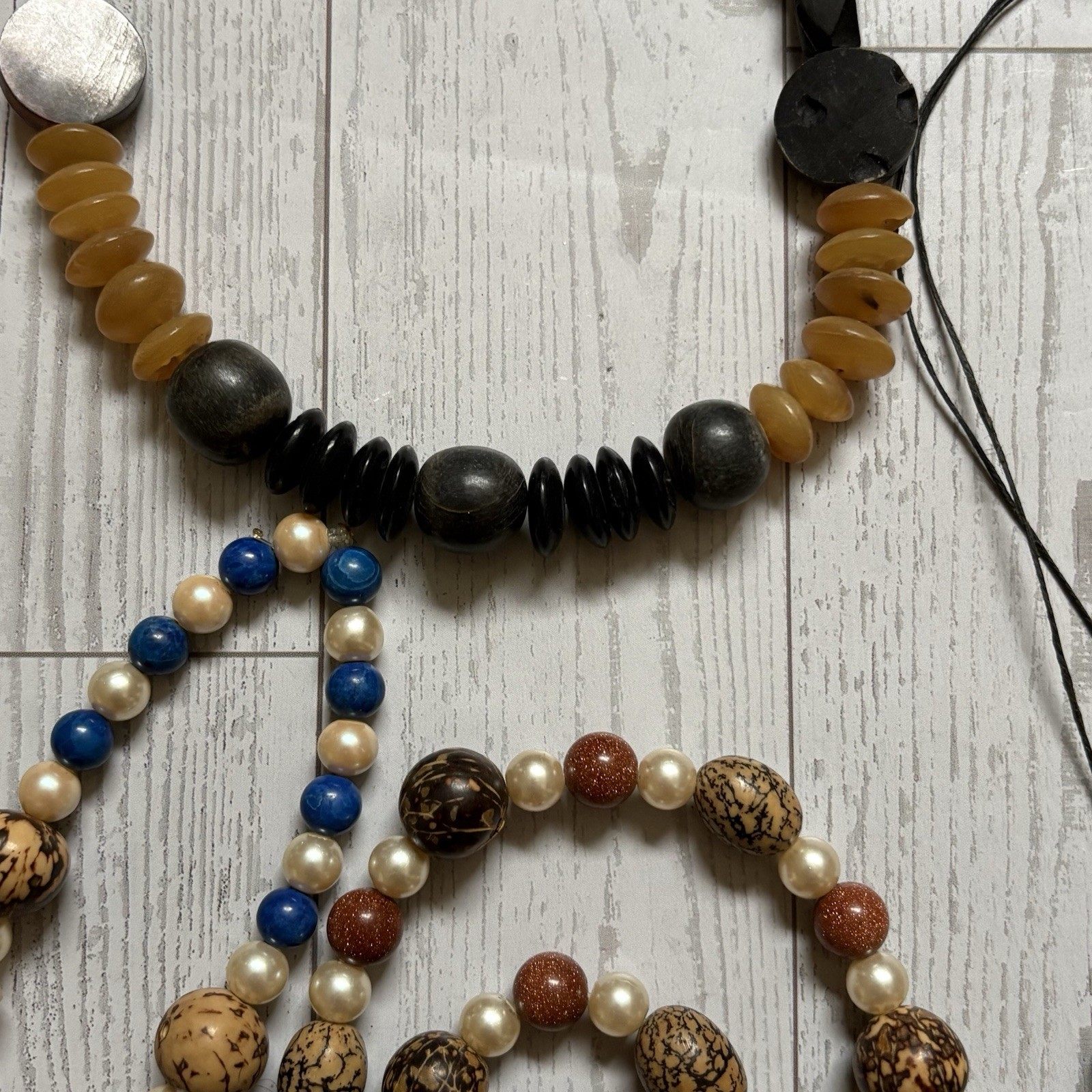 Vintage Tribal Nepal Tibetan Jewelry Lot Carved Trade Beads Nuts Stones Resin