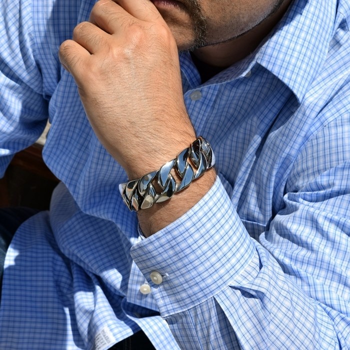 Mens Big Bracelet Cuban Link Heavy Solid 316L Stainless Steel 25MM Thick 8.5″