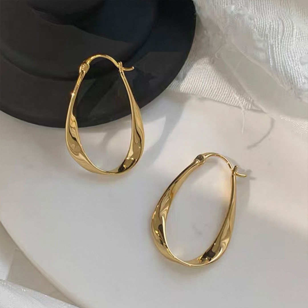14K 25/30MM Gold Hoop Earrings for Women Large Earring Thick Hoop Twisted Wave