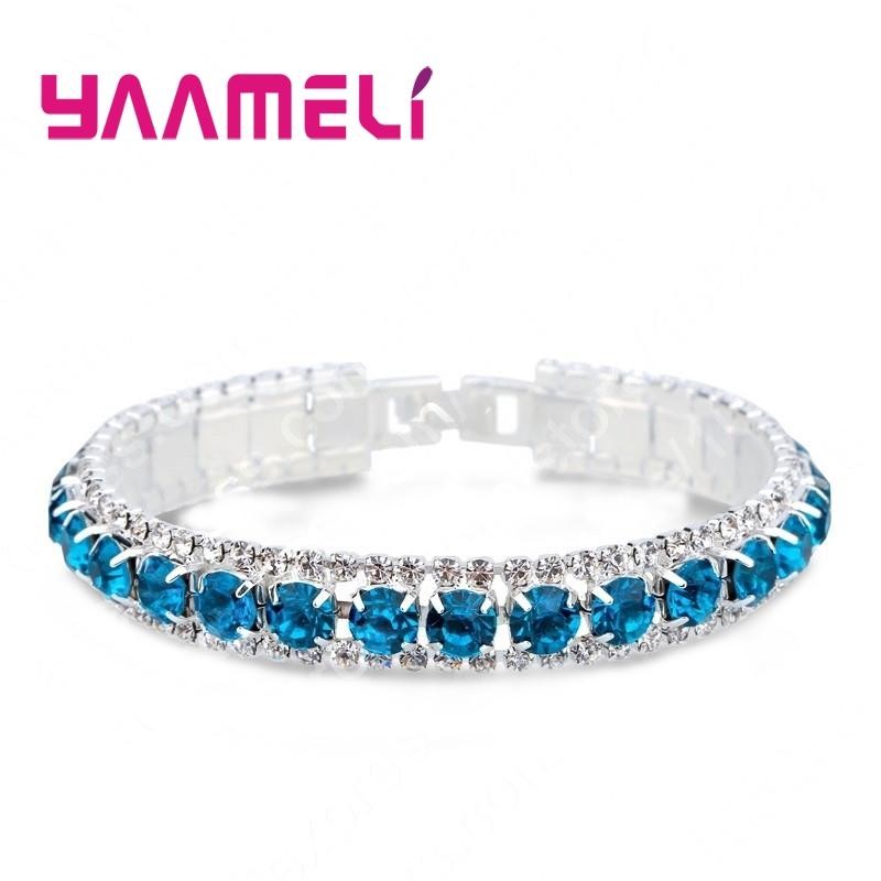 Top Sale 925 Sterling Silver Color Bracelet Full AAA Zircon Austrian Crystal