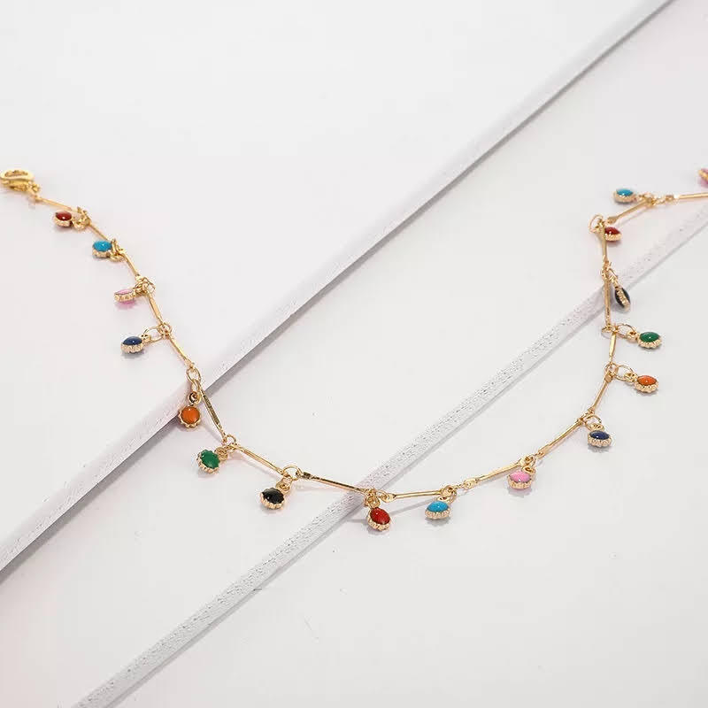 Choker necklace black bead gold or silver variety choices