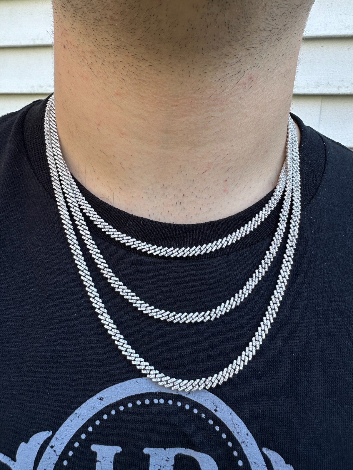 MOISSANITE Real 5mm Micro Miami Cuban Link Prong Chain Iced 925 Silver Necklace