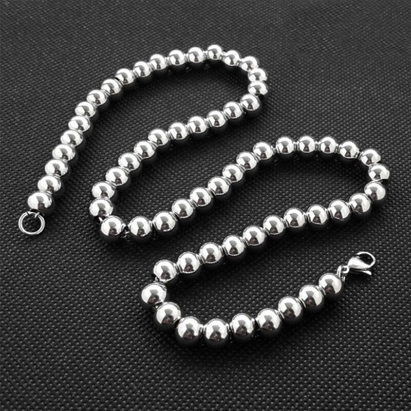 4/6/8/10mm Real Stainless Steel Solid Heavy Bead Ball Chain Necklace Never Fade