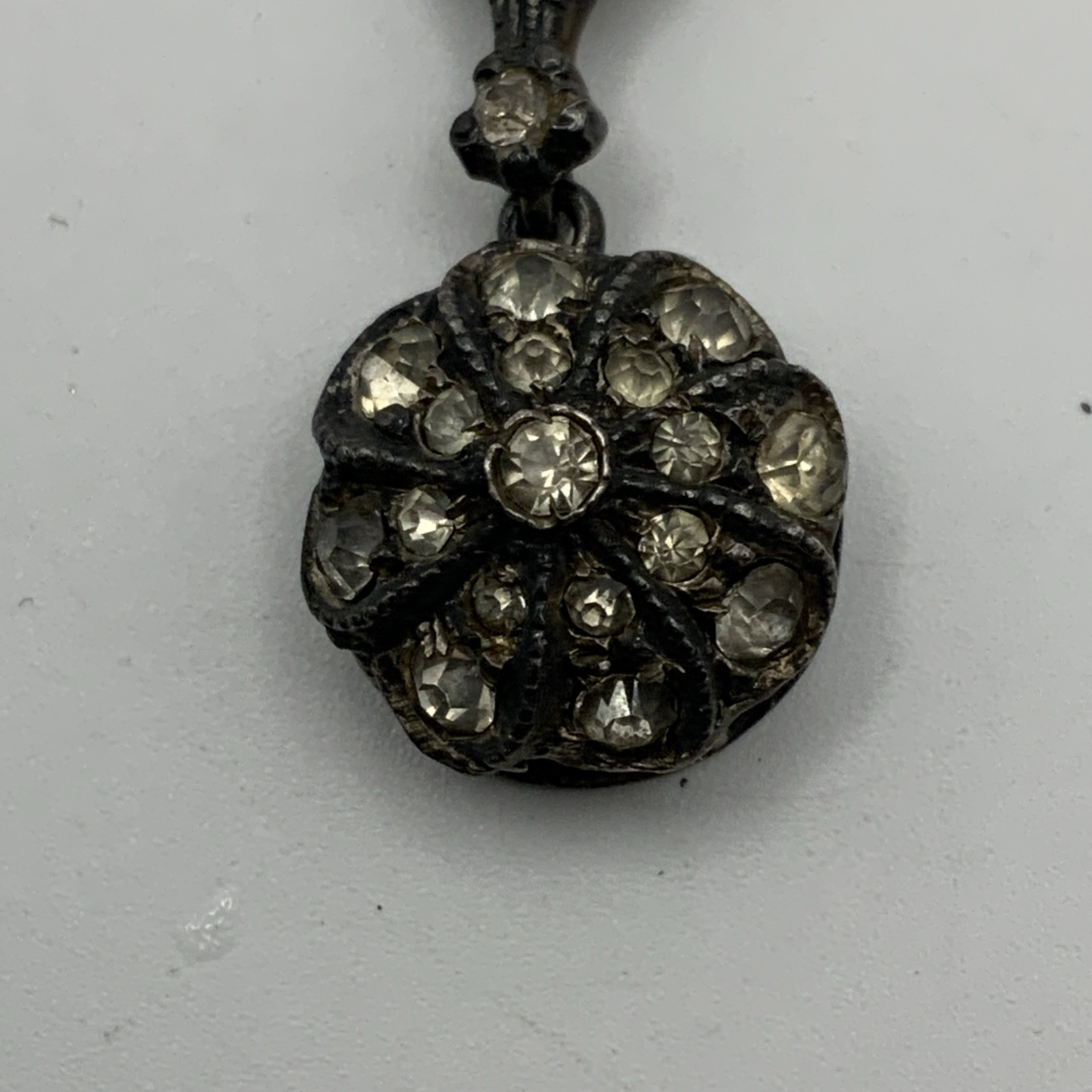 Antique Victorian Diamond Paste Sterling Silver Foiled Back Necklace, 41.7g