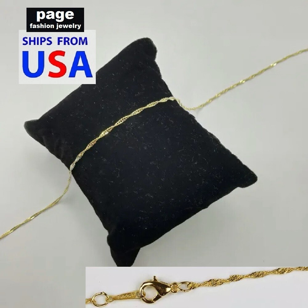 1pc – Beautiful Fashion Jewelry 18″ Gold 2mm Water Wave Women’s Chain Necklace