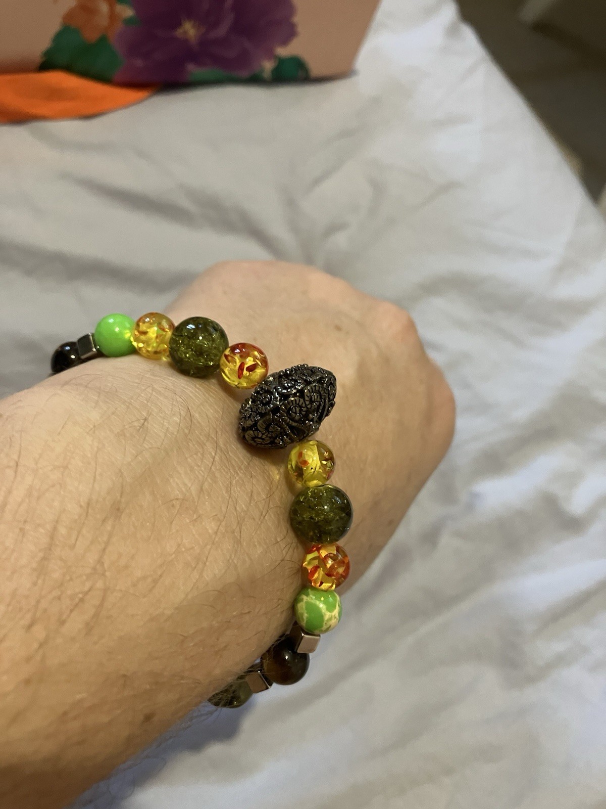 Autumn Colours Beaded Lava Stone Bracelet Essential oils aromatherapy