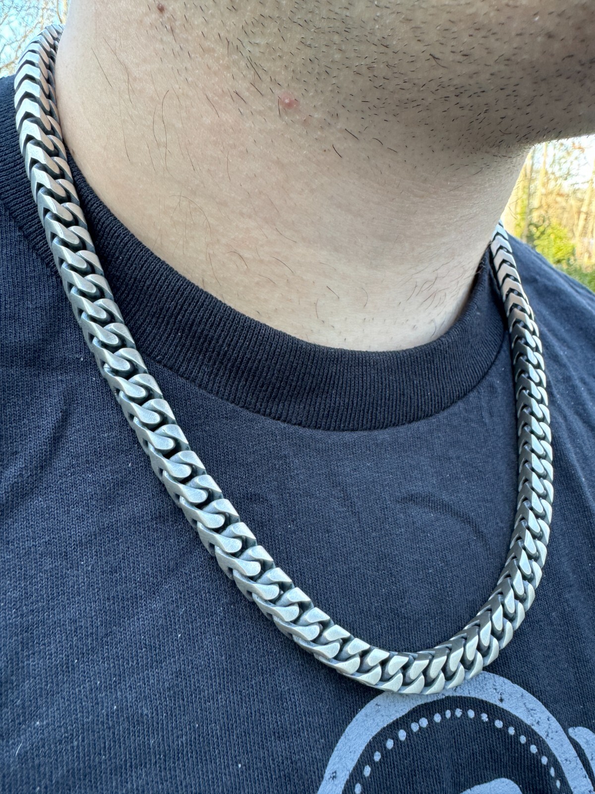 Handmade Franco Chain Necklace Oxidized Real 925 Sterling Silver Box Lock 4-10mm
